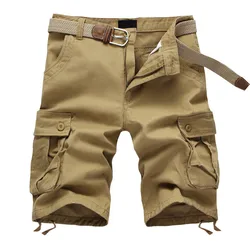 Shorts táticos de carga masculino, calças curtas de bolso múltiplo, algodão respirável, casual, moda verão, novo, tamanho 29-44, 2023