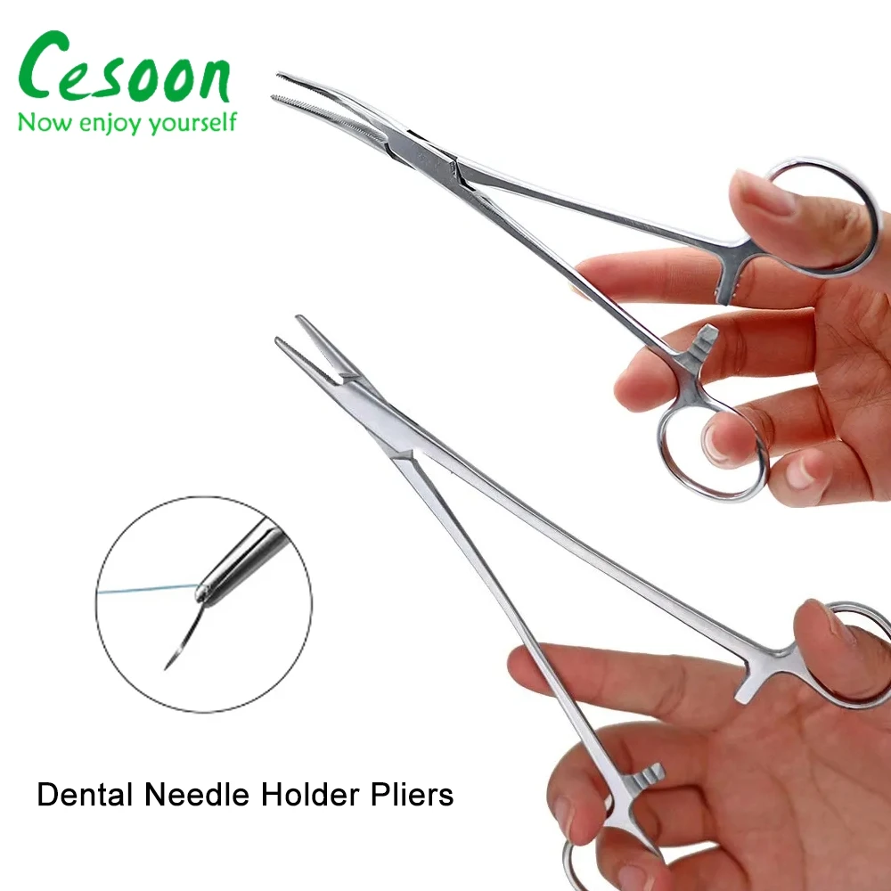 1pc 12.5cm/14cm Stainless Steel Needle Holder Pliers Orthodontic Forcep Surgical Instrument For Dentist Tools Straight/Elbow Tip