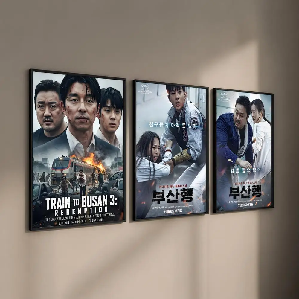 Movie Train to Busan Poster Self-adhesive Art Waterproof Paper Sticker Coffee House Bar Room Wall Decor