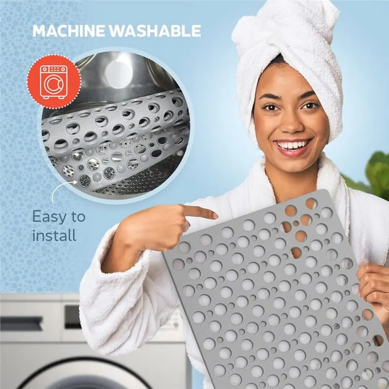 DTEN-For Bathroom Safety Bath Mat Eco-Friendly Non-Slip Design With Suction Cup Adhesive Base