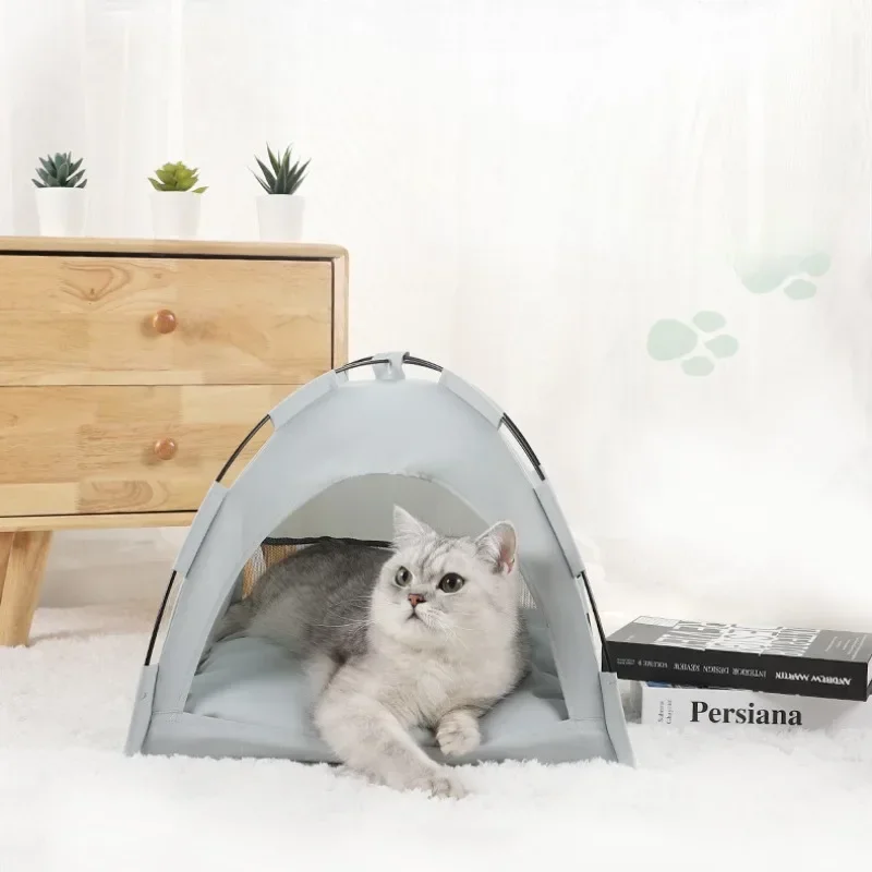 Pet Tent Bed Warm Cat House with Cushions Clamshell Sofa Basket for Kittens Winter Pet Furniture Cozy Pet Hideaway Shelter