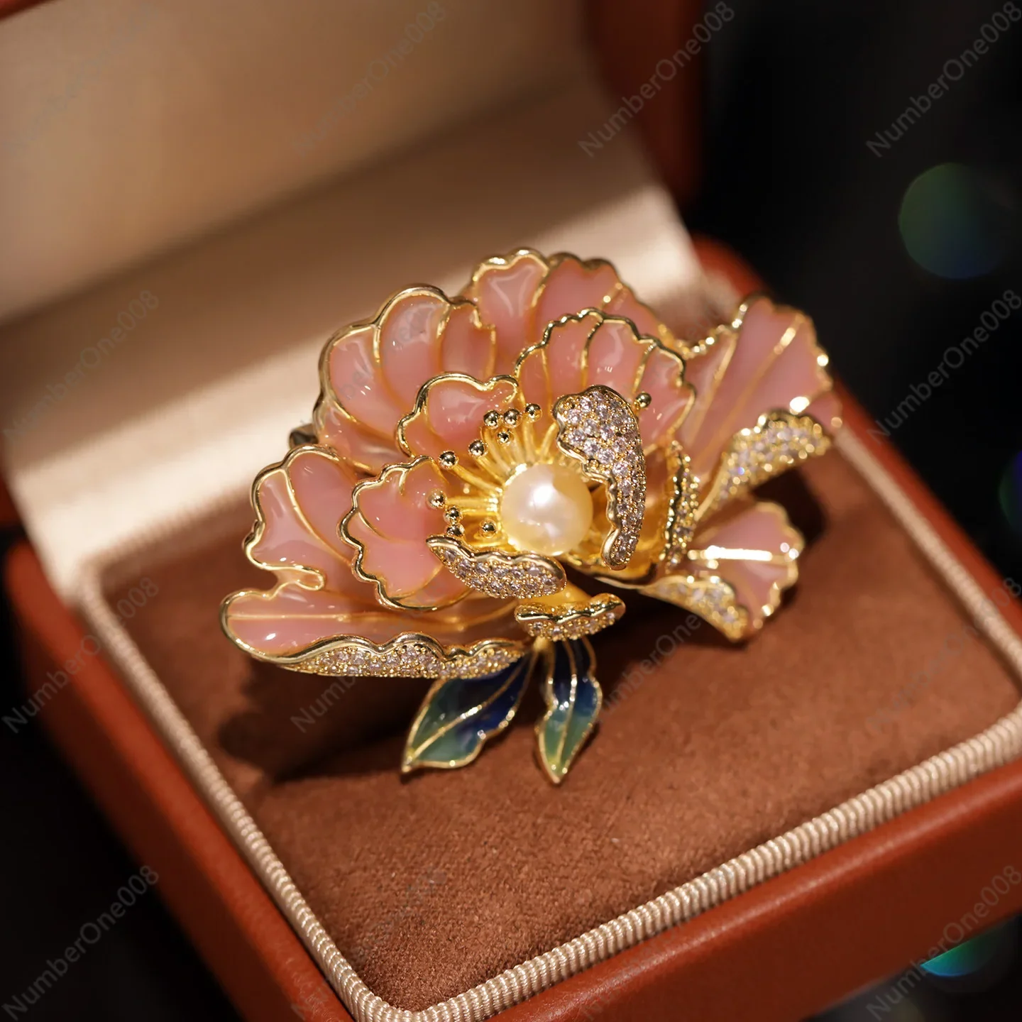 Best-Selling Chinese Style Enamel Brooch - Freshwater Pearl Peony, Elegant Noble Corsage Accessory