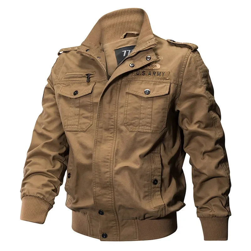 Military Bomber Jacket Men Spring Autumn Casual Multi-pocket Pilot Jackets Male Army Cargo Flight Mens Jackets M-6XL