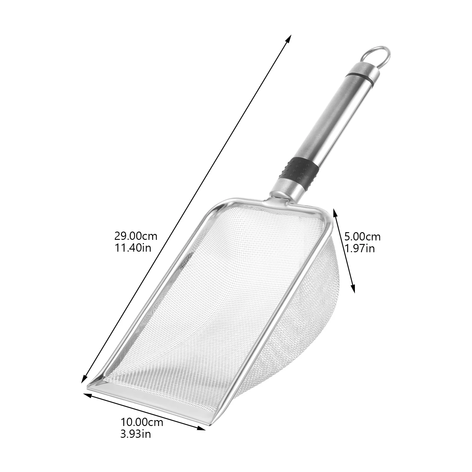 الزواحف تررم الفولاذ المقاوم للصدأ القمامة مغرفة مرشح شبكي أداة تنظيف سهلة 123 الرمال المغربل الرمال مغرفة غربلة مجرفة