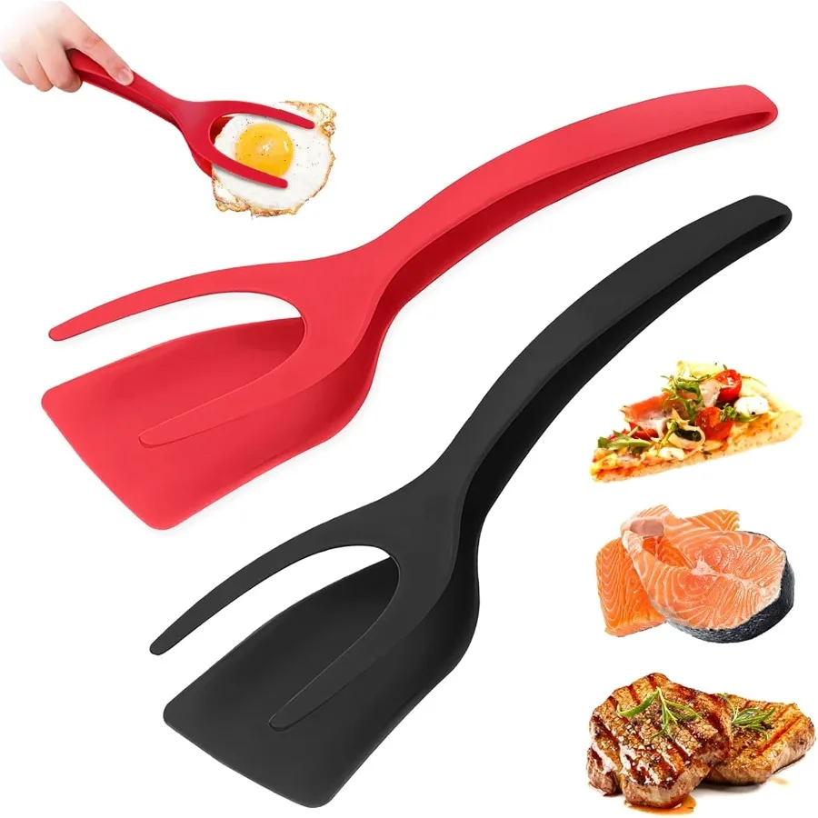

2 PCS 2 in 1 Grip and Flip Spatula Tongs with Dual Functionality for Kitchen Use: Ideal for Flipping Eggs Pancakes Fish French
