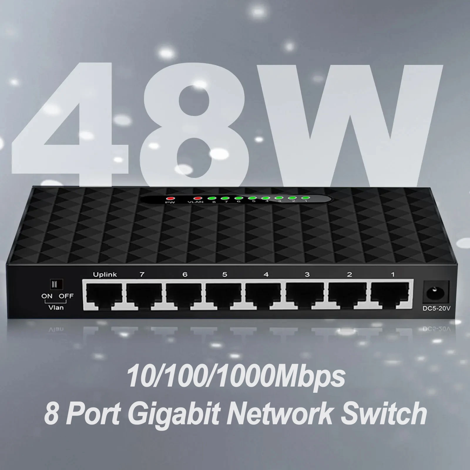 

Switch 8 Ports Gigabit Ethernet Network Switch 1000 Mbps Smart Switcher High Speed RJ45 Hub Internet Splitter Auto MDI-MDIX