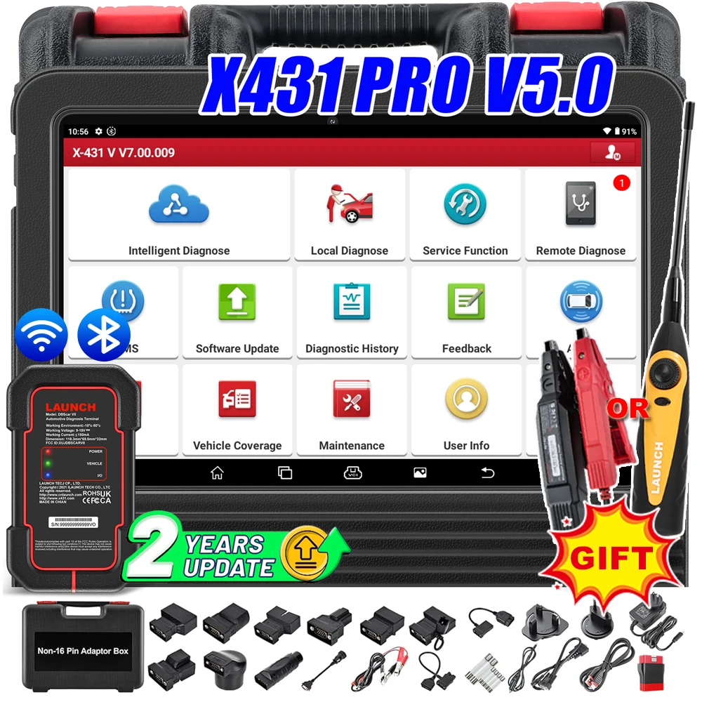 LAUNCH X431 PRO V5.0 Car Diagnostic Tools Automotive Full System Active Test ECU Coding OBD2 Scanner 37 Reset updated of  X431 V