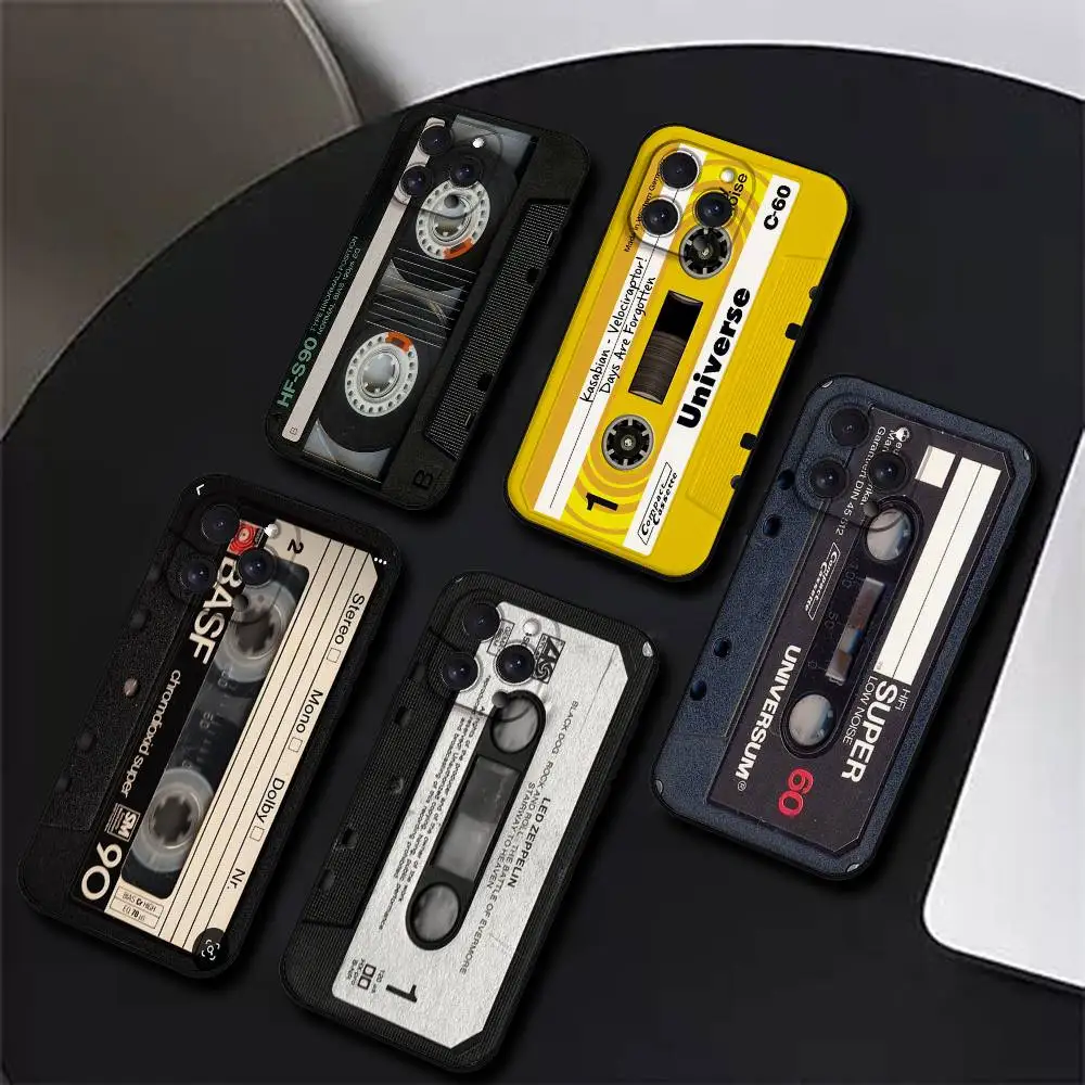 

Cassette Tape Retro Style Phone Case For IPhone 17,16,15,14,13,12,11 Plus,Pro,Max,XR,XS,X,7,8 Plus,Mini Black Silicone Soft