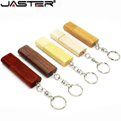 JASTER Wooden USB flash drive Free custom logo Pen drive 32GB 64GB USB 2.0 16GB Free key chain Memory stick wedding gift U disk