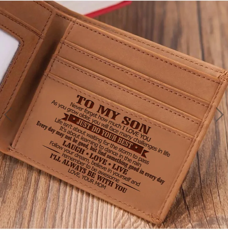 Leather Wallet Vintage Business Casual for Men Personalized Engraved Crazy Horse Hide RFID Blocking Bifold Purse Gift