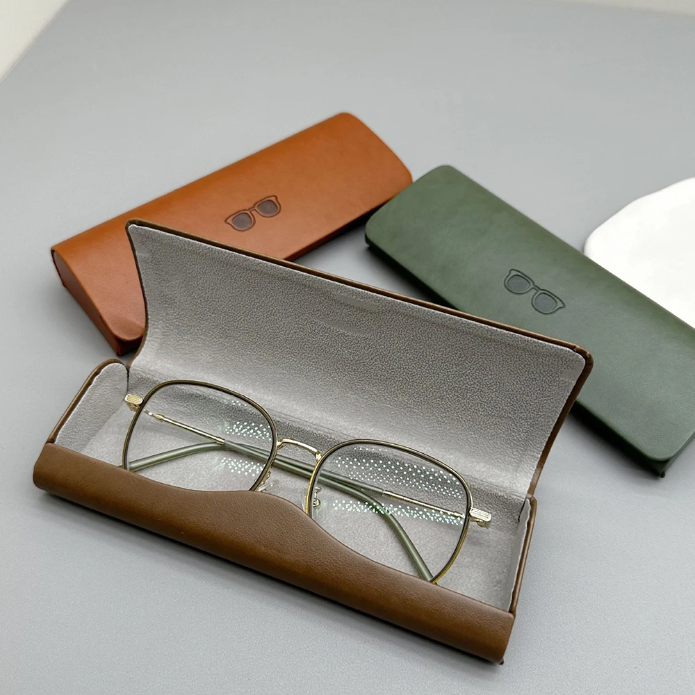 Vintage Leather Glasses Case Handmade Minimalist Eyewear Box Waterproof Sunglasses Pouch Magnetic Portable Glasses Storage Bag