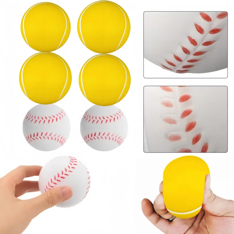 24pcs 6cm PU Baseball Soft Sponge Ball Toy Outdoor Sport Practice Trainning Base Ball Kids Decompression Indoor Outdoor Toy Ball