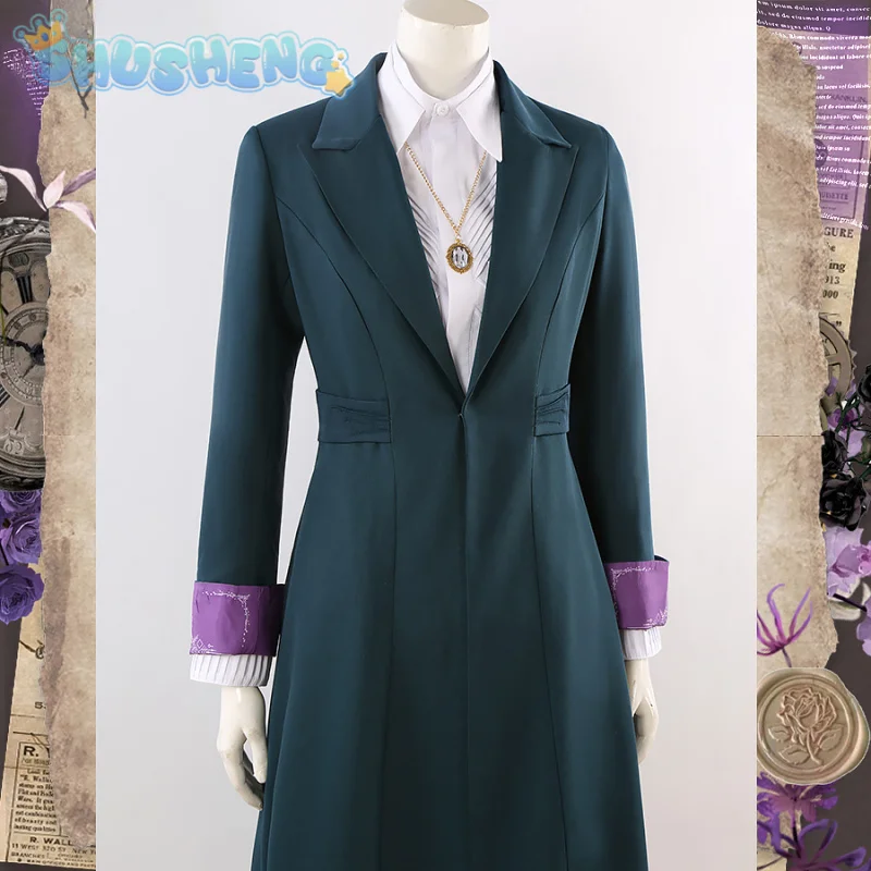 Agatha Harkness Cosplay Prof. Disfraz de Emeritus Harkness, abrigo de película, camisa, pantalones, collar, fiesta de carnaval, traje para hombres y mujeres, uniforme