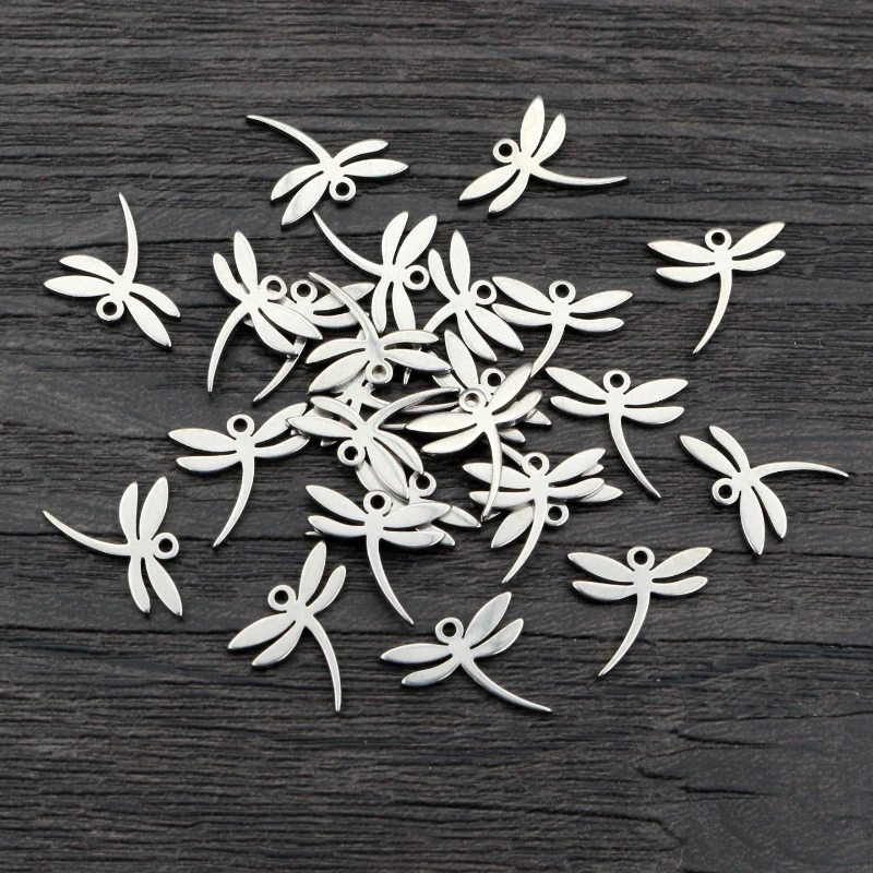 30 sztuk 14x15mm ważka Charms 316 ze stali nierdzewnej nie znikną śliczne bransoletka naszyjnik wisiorek Charms DIY biżuteria dokonywanie ustalenia