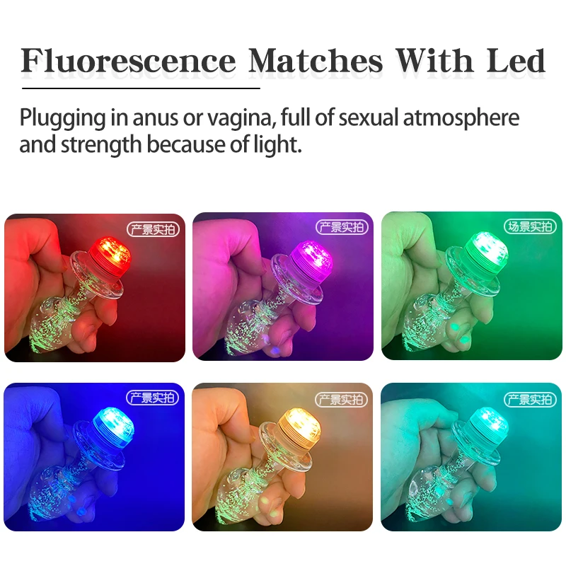 Glass Anal Plug Vibrator Dilator Bead  Remote Control Color Changing Male Female Anal Dilator Adult Sex Toy LED Light