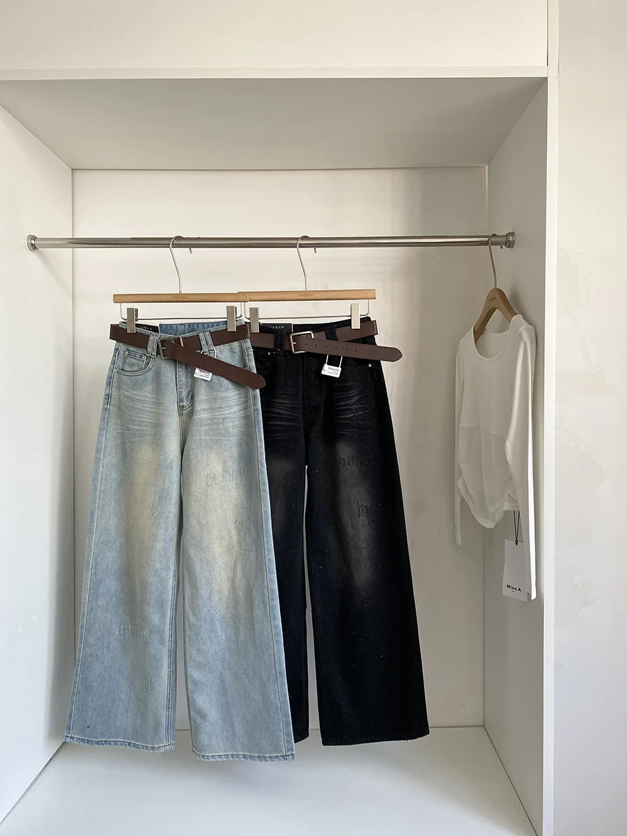 

Spring 2026 High Waist Versatile Chic Korean Style Women's Jeans Commute Wide Leg Pants Slimming Effect Fashionable