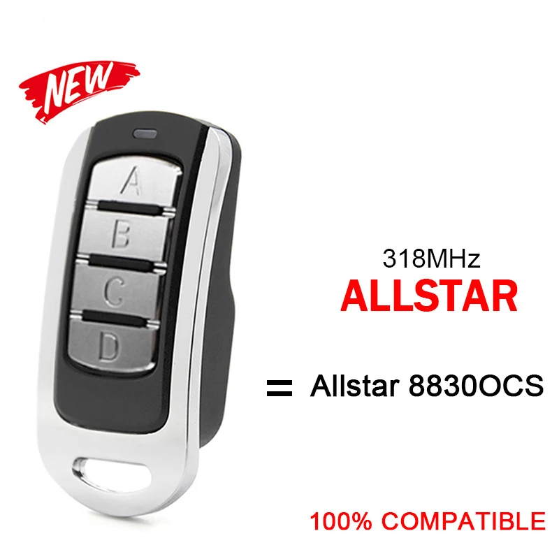 

For ALLSTAR 8830OCS Garage Door Opener 318MHz Remote Control Wireless Transmitter Command Key 4 Channels ALLSTAR Remote Control