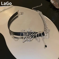 Modern Jewelry Chain Tassle Black PU Necklace For Women Accessories 2024 New Trend Asymmetrical Spider Wed Choker Party Gift