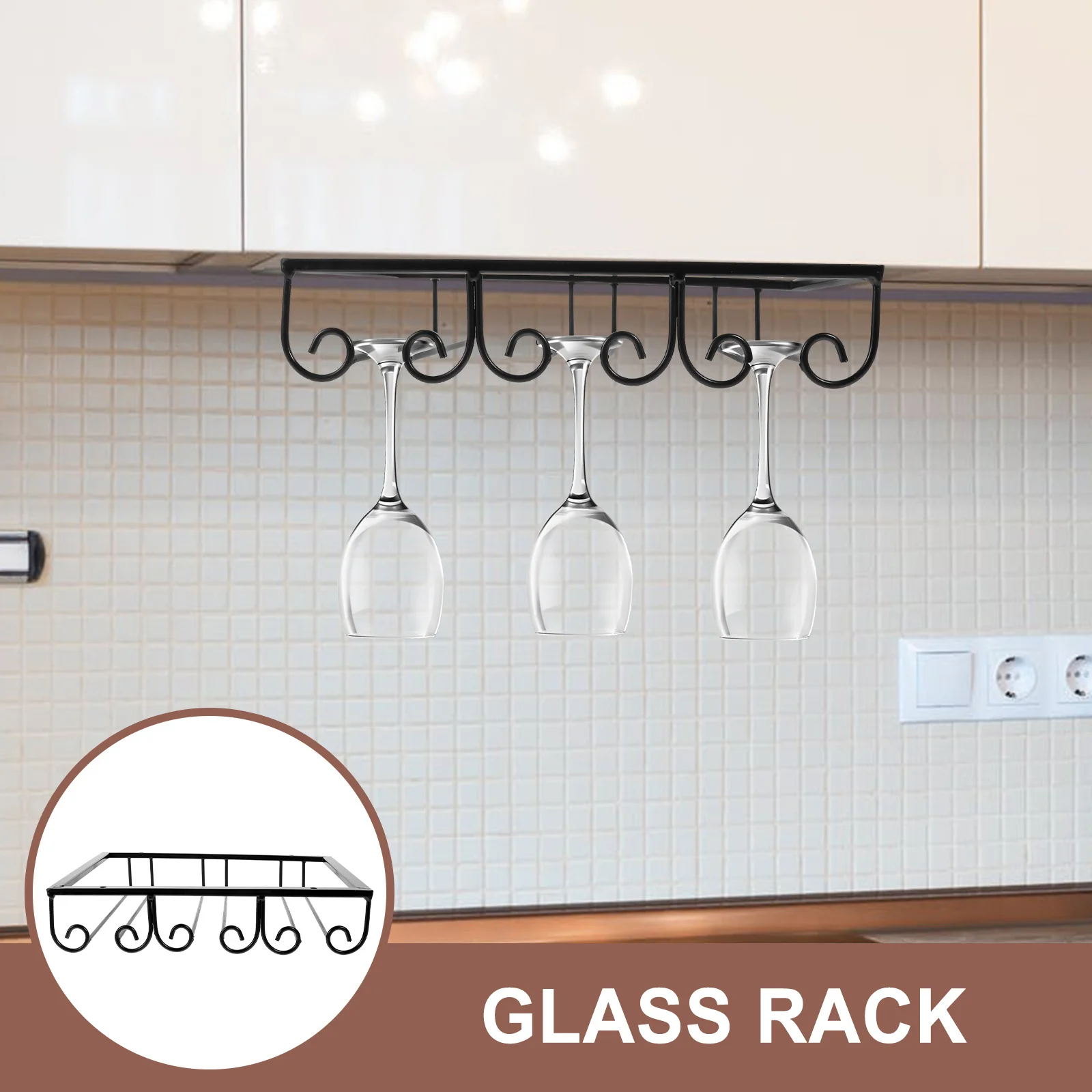 

1pc Rack Under Cabinet Storage Iron Bar Holder, Space-Saving Wine Organizer For Kitchen, Bar, Hotel, Ktv, Home, Party, Cabinet