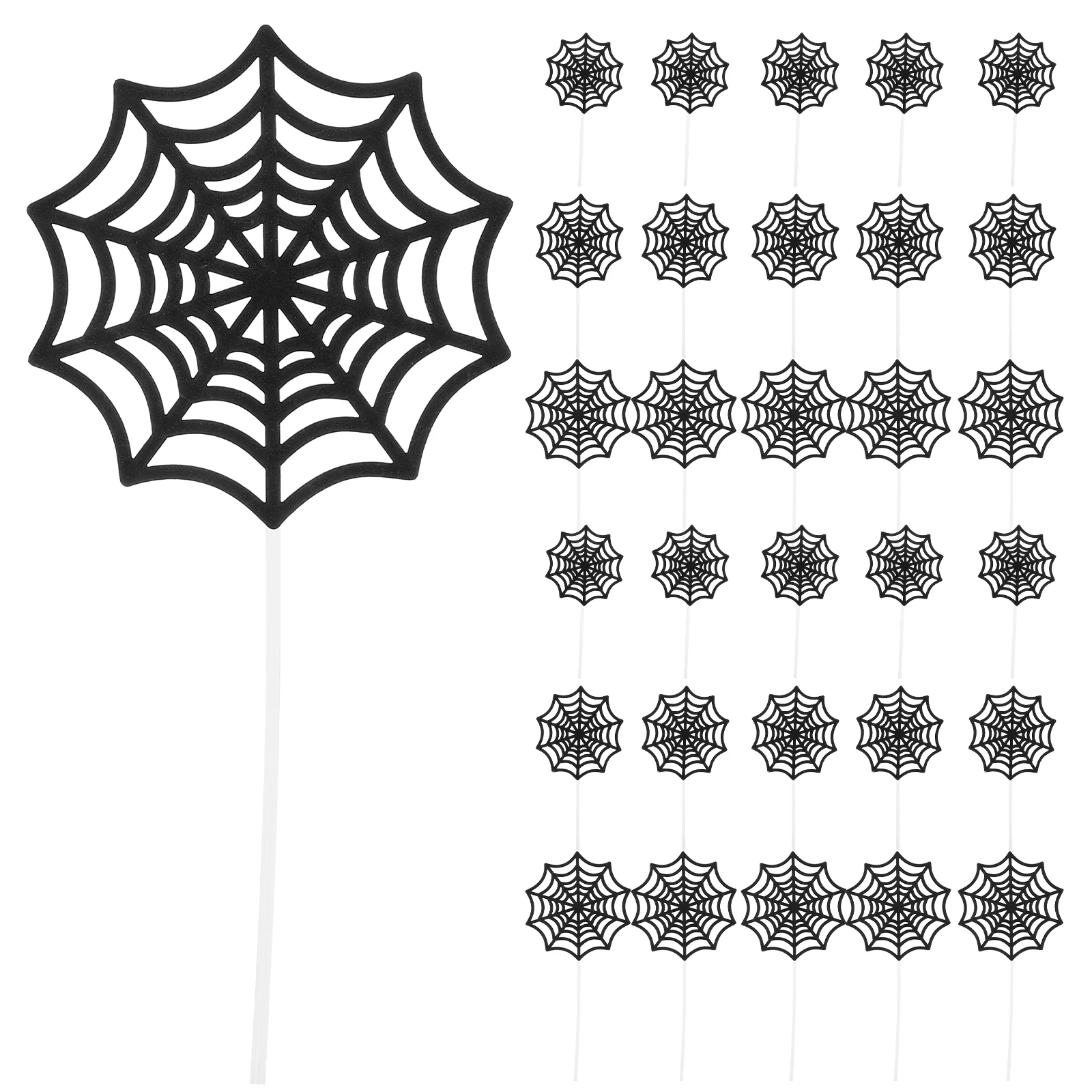 

12pcs Cake Picks Black Halloween Toppers Cupcake Decor Wedding Birthday Party Food Decorations Reusable Cake