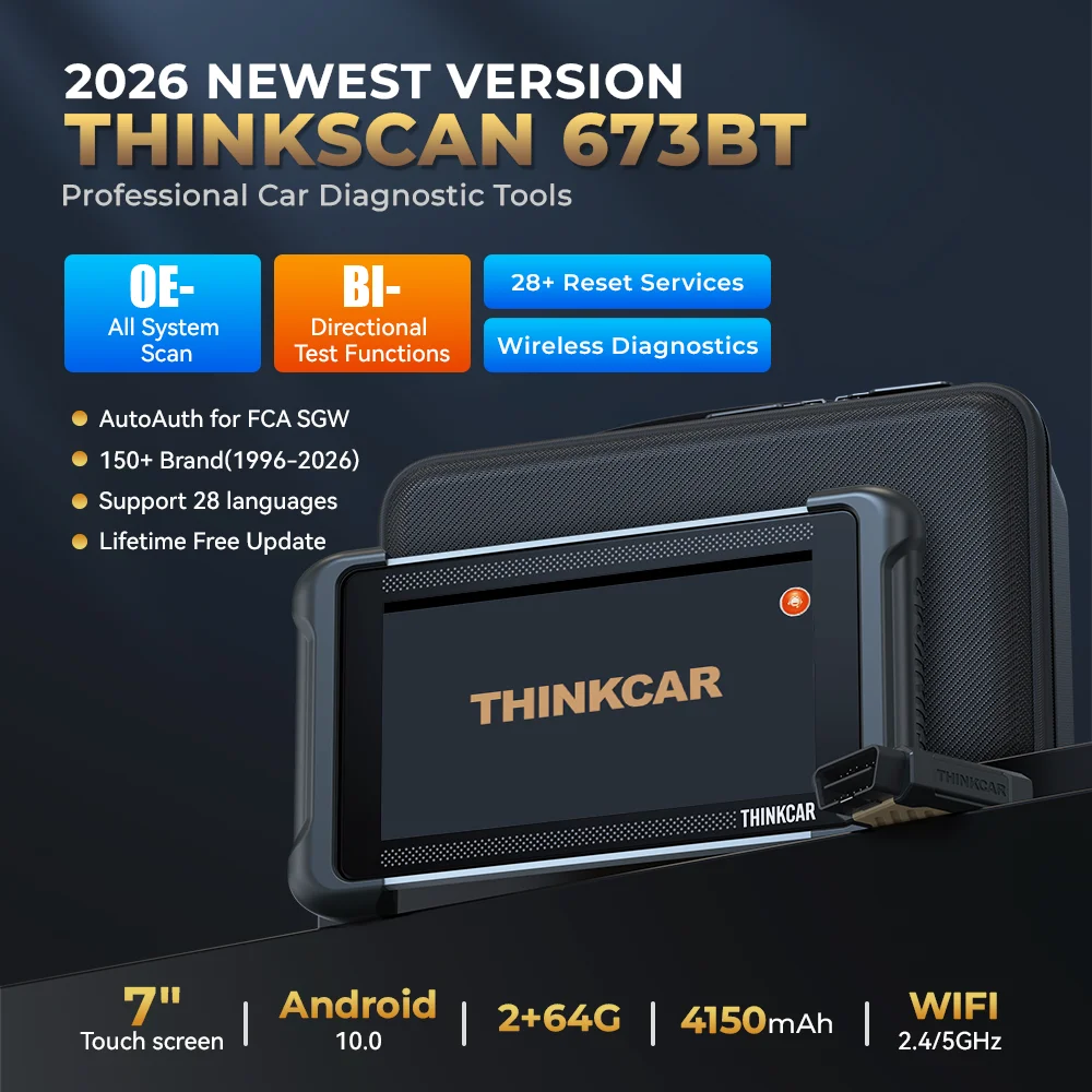 Global Version THINKCAR THINKSCAN 673BT OBD2 Diagnostic Tool DOIP CANFD Bi-directional ECU Coding 28 Resets Lifetime Free Update