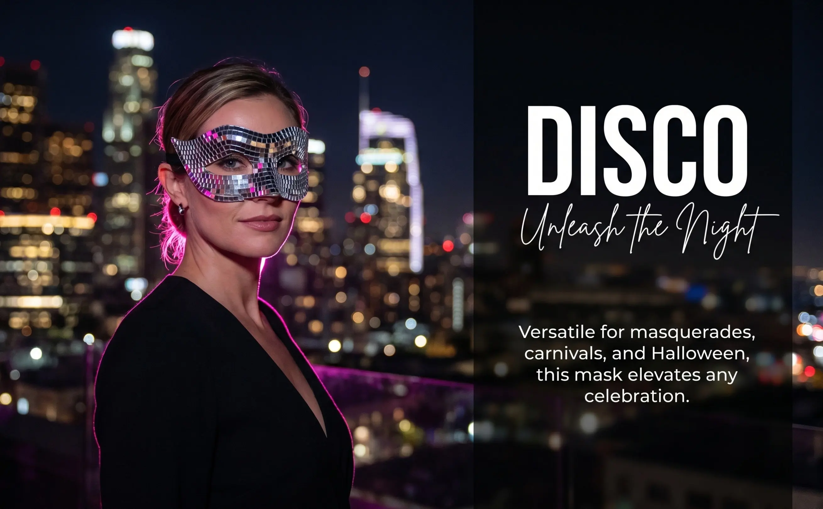 Glitter Disco Ball Masquerade Mask Stylish Half Face Party Costume for Women Carnival Festival Halloween Dance Prom Bachelorette