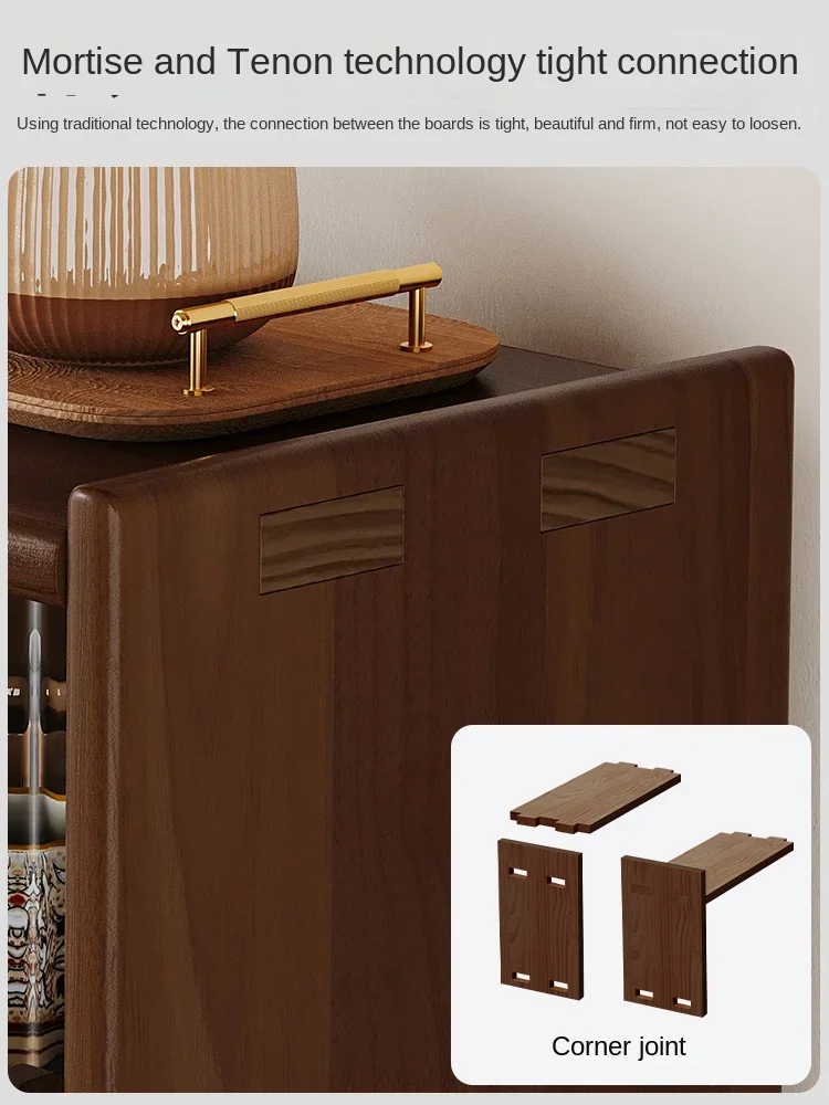 Solid wood desktop cosmetics storage box rack countertop sundries storage cabinet desk figure display finishing cabinet