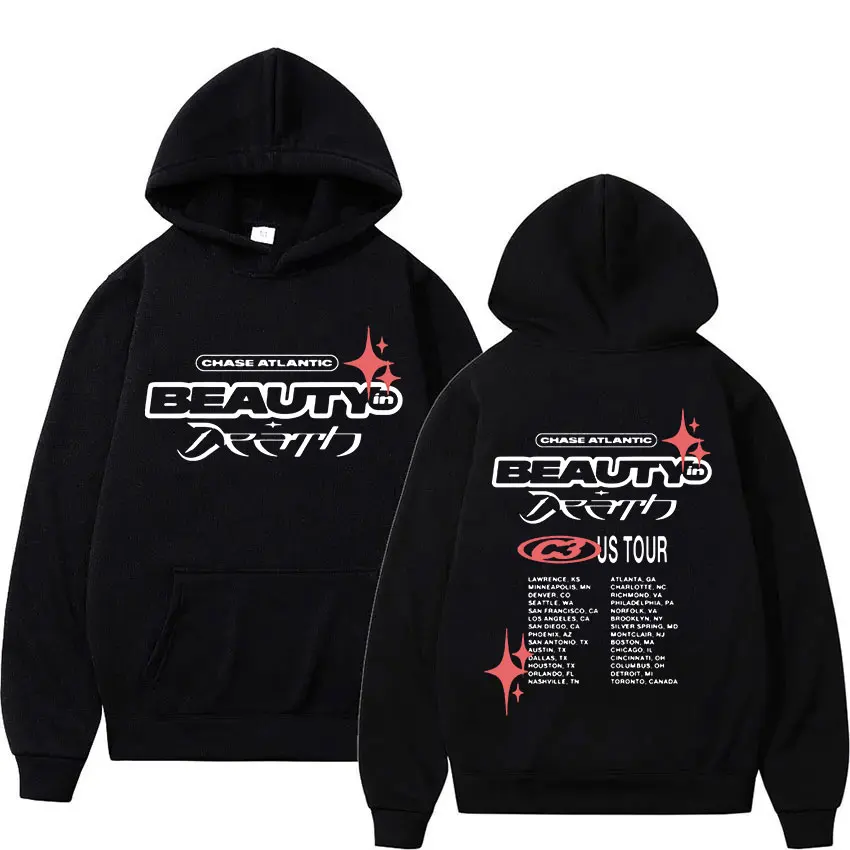 2025 New print hoodie Men Women Hip Hop gothic punk Sweatshirt Rock Band Chase Atlantic Lost in Europe UK Tour hooded Streetwear