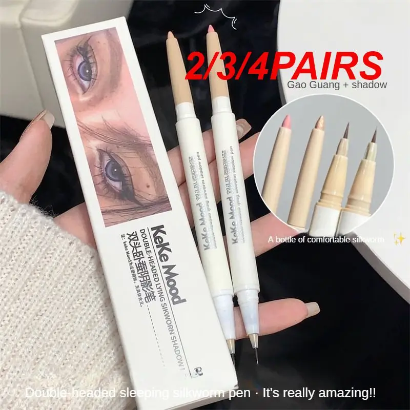 2/3/4PAIRS Eye Makeup High-glow Silkworm Lying Pencil Two-in-one Makeup Silkworm Lying Pen Double-head