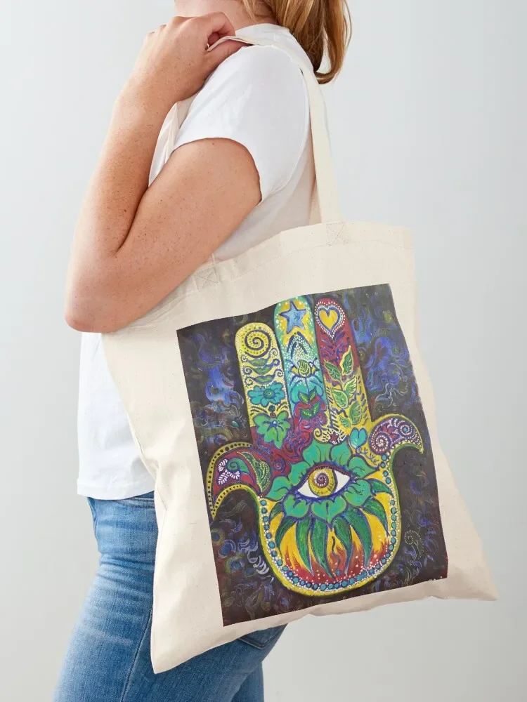 

Blue Hamsa Tote Bag shopping trolley bag Canvas bag Shopper the tote