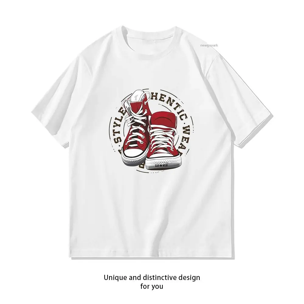 Fresh Red Sneakers Graphic T-Shirt T-Shirt Casual cotton graphic t shirts Creative streetwear Classic O-neck shirt