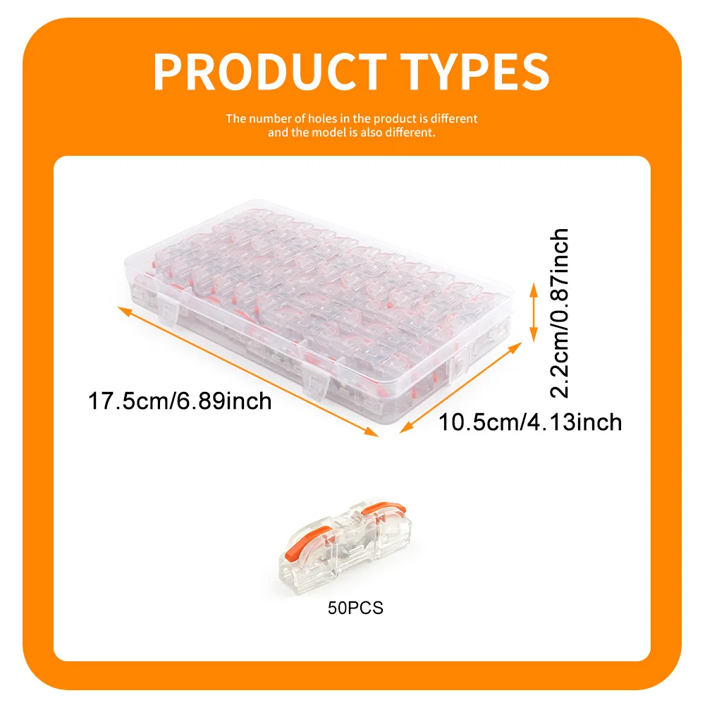 DIY GO 50 Stück Hebelkabelverbinder Schnellverbindungs-Set für Kompakte 1-in-1-Out Inline-Anschlüsse 28-12 AWG – Detail 6