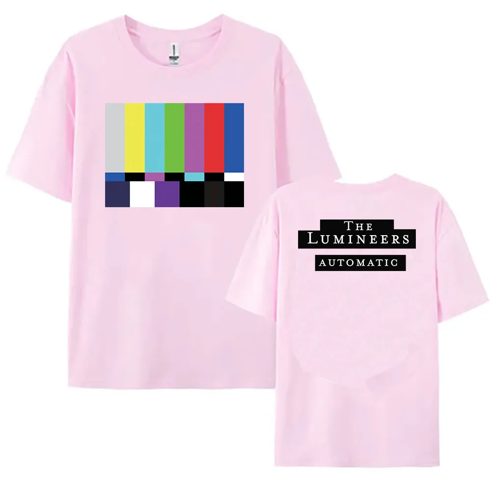 เสื้อยืดอัลบั้มอัตโนมัติ The Lumineers วงดนตรีร็อค เสื้อยืดแขนสั้นผ้าฝ้ายแฟชั่น เสื้อยืดลำลองทรงหลวมสำหรับผู้หญิงและผู้ชาย เสื้อพิมพ์ลาย