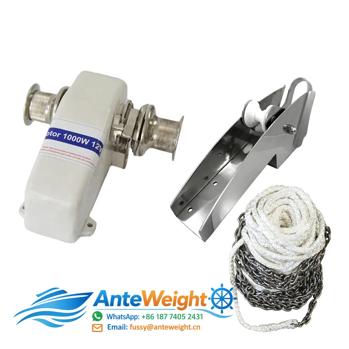 Stainless Steel Marine Electric Sailing Anchor Winch Multi-Voltage Small Boat Anchor Horizontal