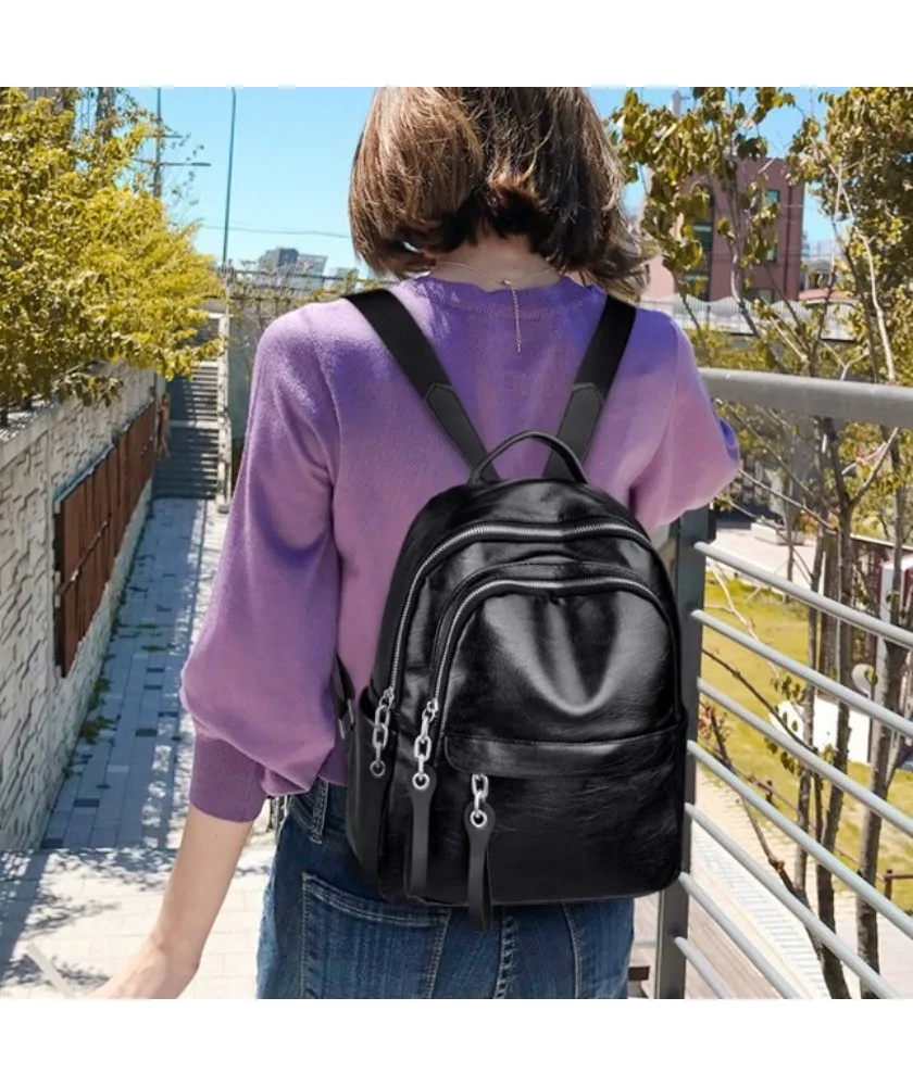 Trendy Korean Backpack Casual Versatile Fashion PU Large Capacity Women's Backpack