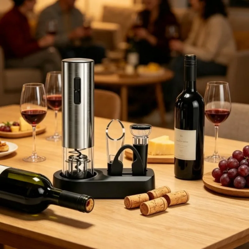 Electric Wine Bottle Opener with Foil Cutter,USB Type-C Rechargerable One-click Button Corkscrew Remover for Kitchen Party