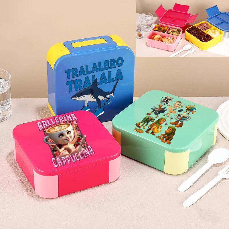 

Italian Brainrot Lunch Box with Multi-layer Partition Anti Skewing Flavor Cartoon Pattern Lunch Box Children's Birthday Gift