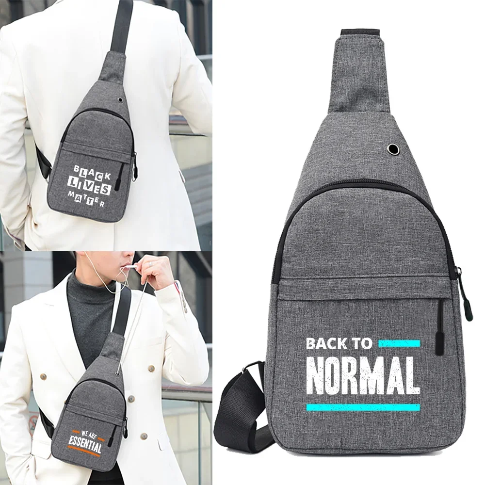 Shoulder Bags Outdoor Sport Picnic Messenger Phrase Serie Pattern Cross Body Chest Bag for Male 2024 Fashion Korean-Style