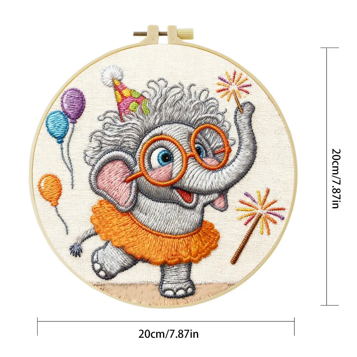 1 Stück 20X20CM/15X15CM 7,87/6,3 Zoll Elefanten-Stickerei-Starter-Kit DIY-Kit DIY-Stickerei-Set Handarbeiten Nähkunst Nadelkunst – Detail 5