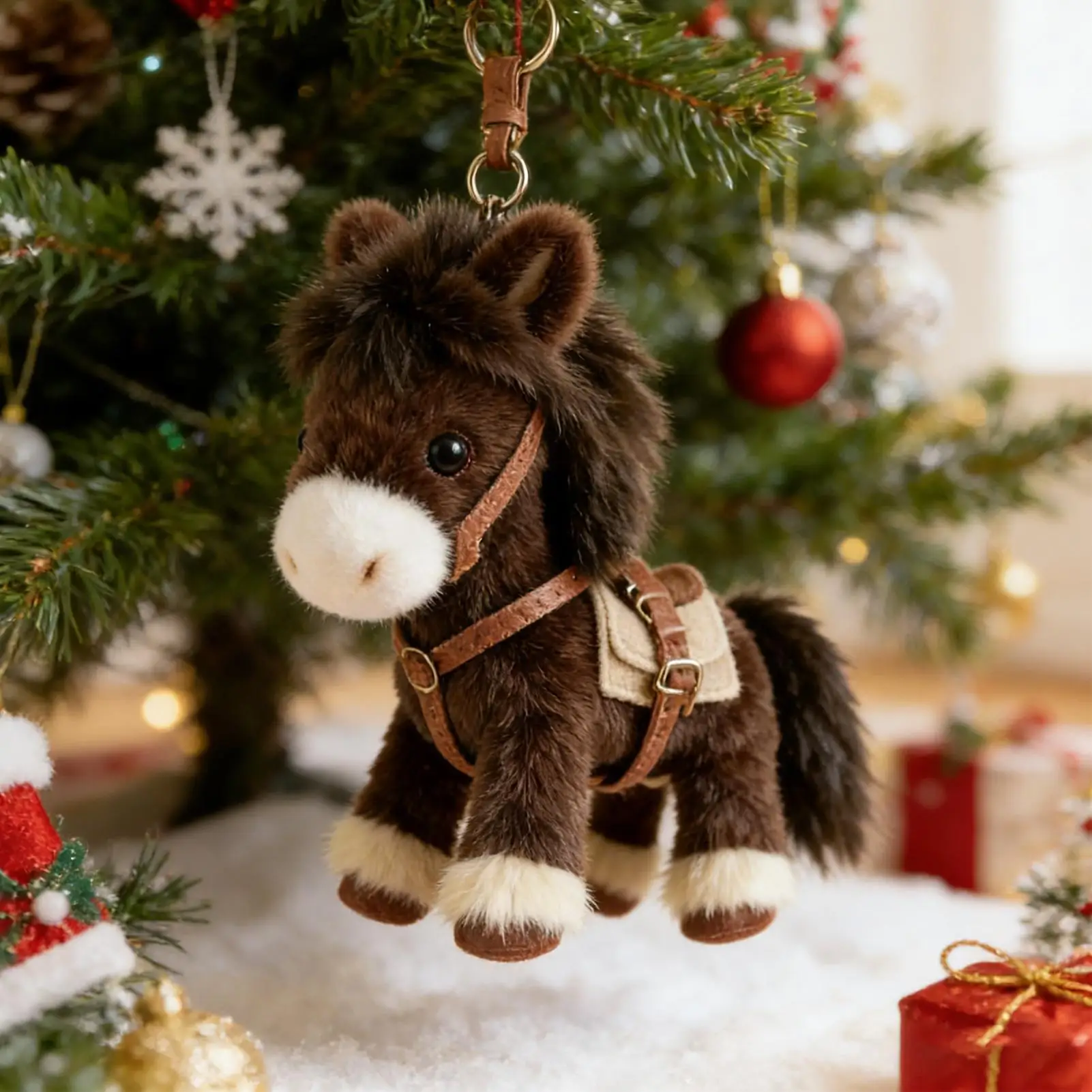 Cute Plush Horse Keychain Soft Stuffed Animal Bag Charm Cartoon Pendant Fashion Accessory for Backpack Purse 2026
