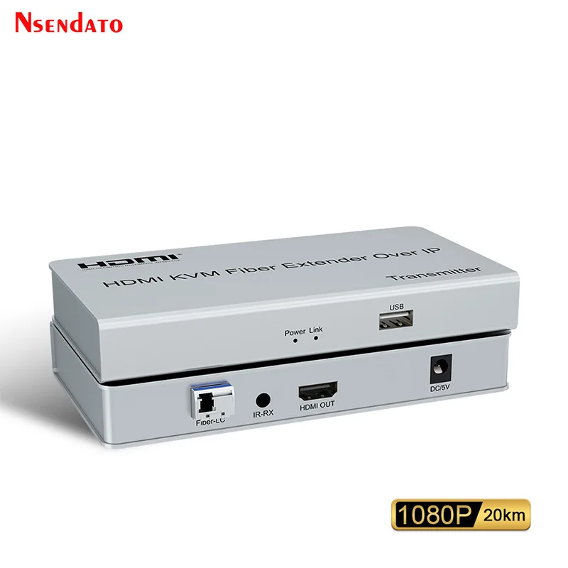 20km HDMI USB KVM Fiber Extender Over IP LC HDMI to Fiber Optic Transceiver Extender Support Multipoint to multipoint For Mouse