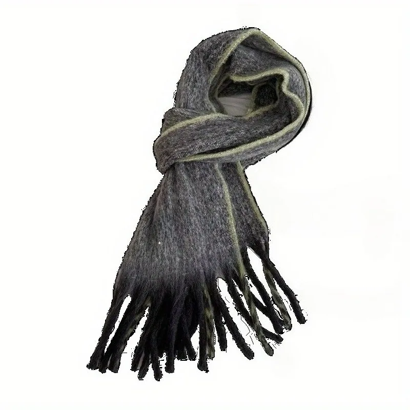 100% Pure Velvet Gray Fashionable Versatile Handsome Men'S Scarf Neckerchief Autumn And Winter Warm Cold Protection Daily Commute/Street Trendy Halloween Christmas Valentine'S Day New Year Gift for Personal Use Or As a Gift