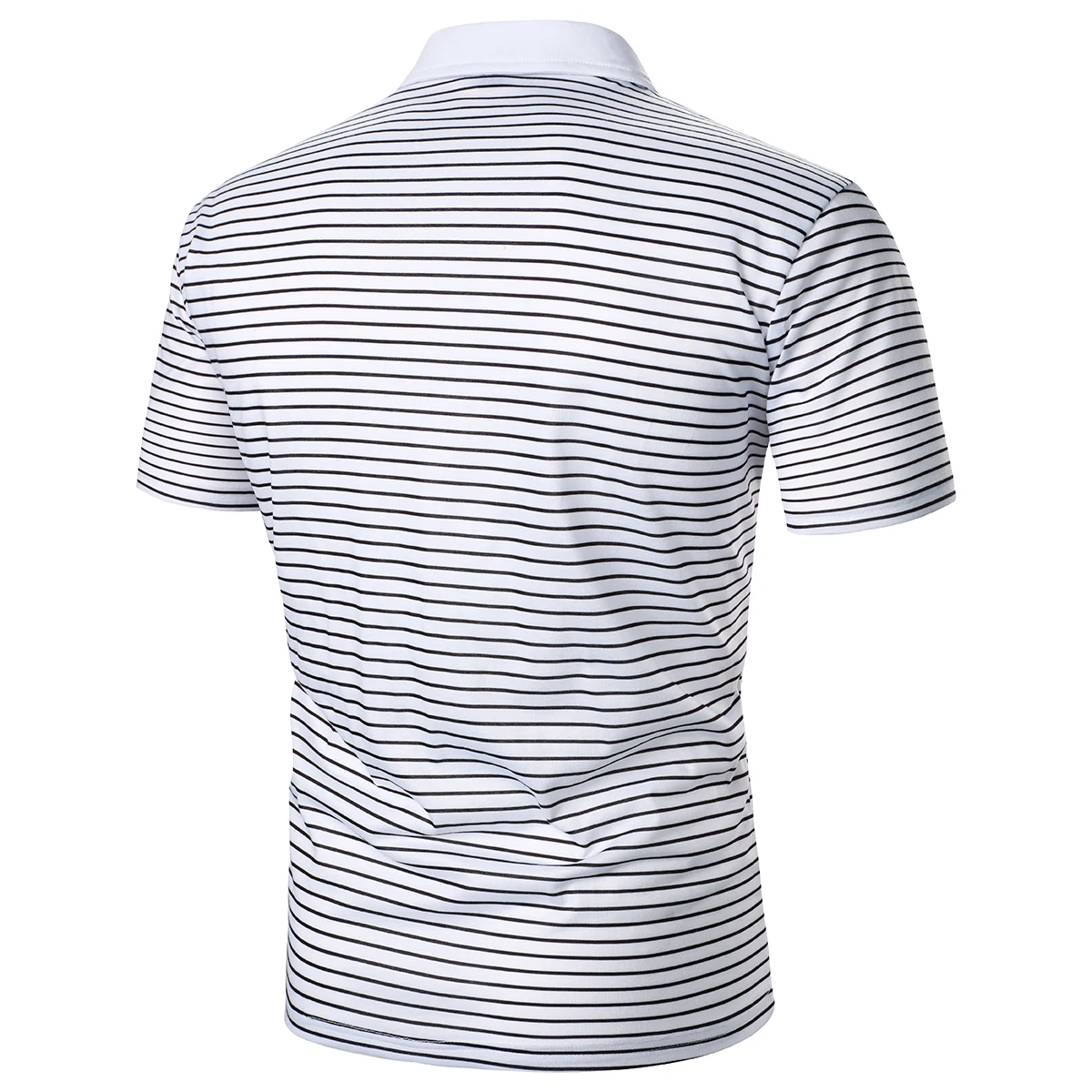 Men Short Sleeve Polo Shirt Contrast Stripe Black Striped Men Top Trending Casual Street Men Lapel Polo Shirt