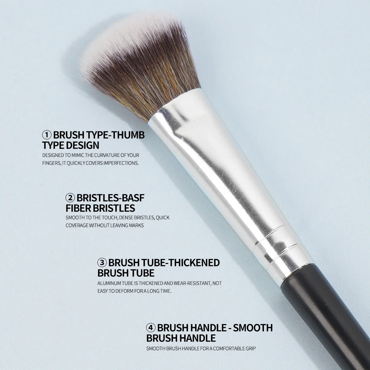 5pcs/set Foundation Concealer Makeup Brush Contour Blush Brush Flawless Under Eyes Soft Fiber Cosmetic Makeup Tools