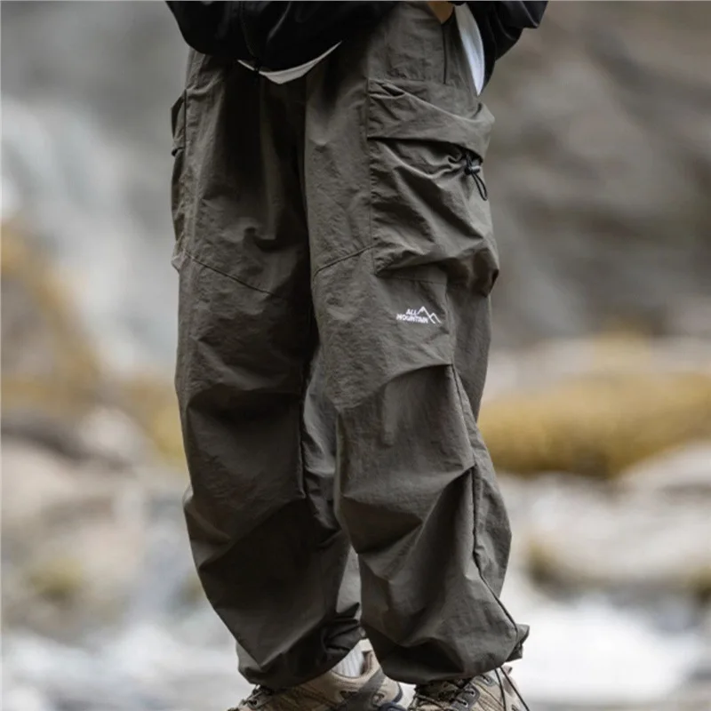 Herren Frühling Herbst Wasserdichte Cargohose Streetwear Harajuku Arbeitshose Herren Outdoor Bergsteigen Lässige Weite Schwarze Hose