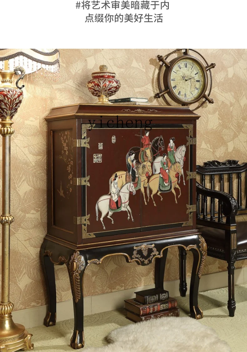 

LSL Solid Wood Entryway Cabinet Living Room Decorative Cabinet Partition Storage Cabinet