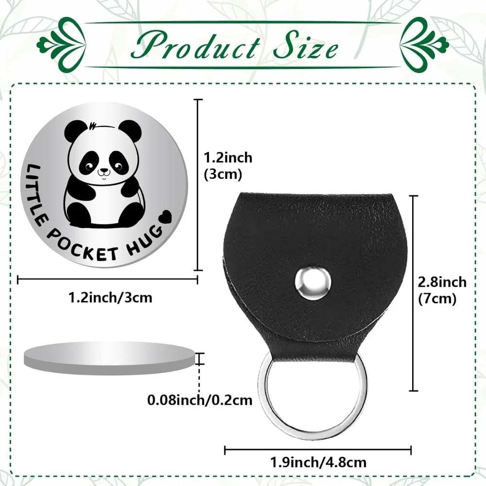 Pocket Hug Token Long Distance Social Relationship Keepsake Stainless Steel Double Sided Inspirational with PU Leather Keychain