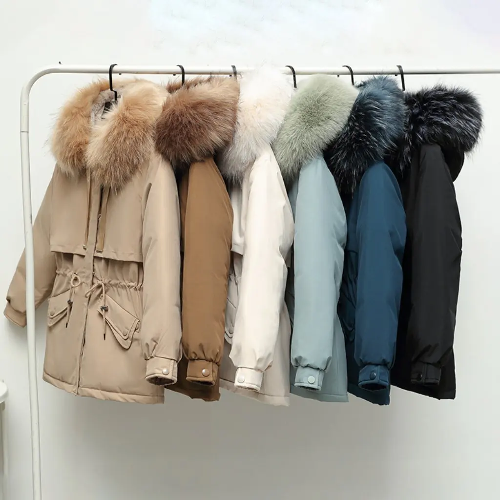 

Women's Winter Parker Coat Fur Collar Hooded Cotton-Padded Mid-Length Loose Fit New Arrival