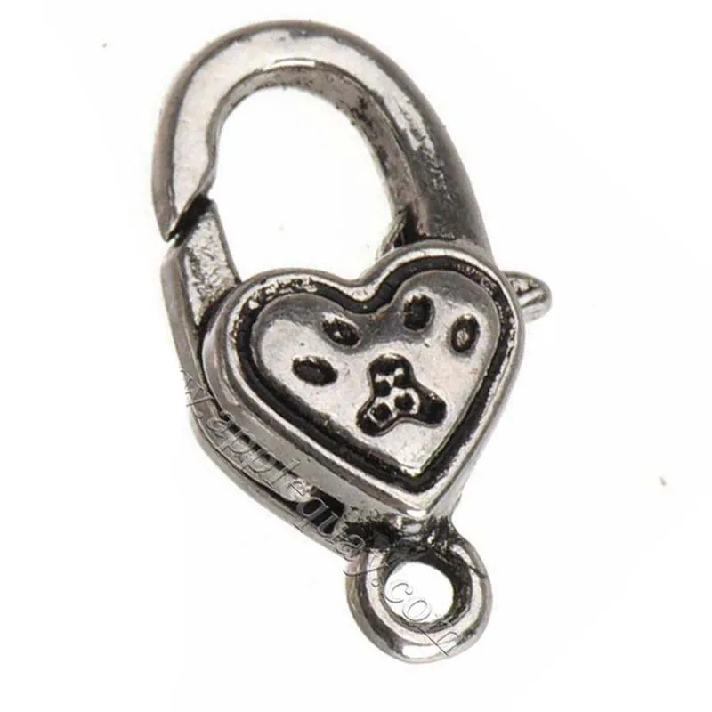 

Clasps Clow Metal Silver Bangles Ropes Hooks Heart 20mm Wholesale Bulk Items 20pcs Jewelry Keychain DIY Making Accessories Parts