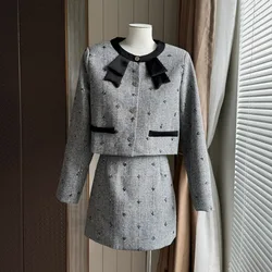 High Quality French Small Fragrance Two Piece Set Women Outfit Fashion Sweet Jacket Coat + Skirt 2 Piece Suits Conjuntos Cortos